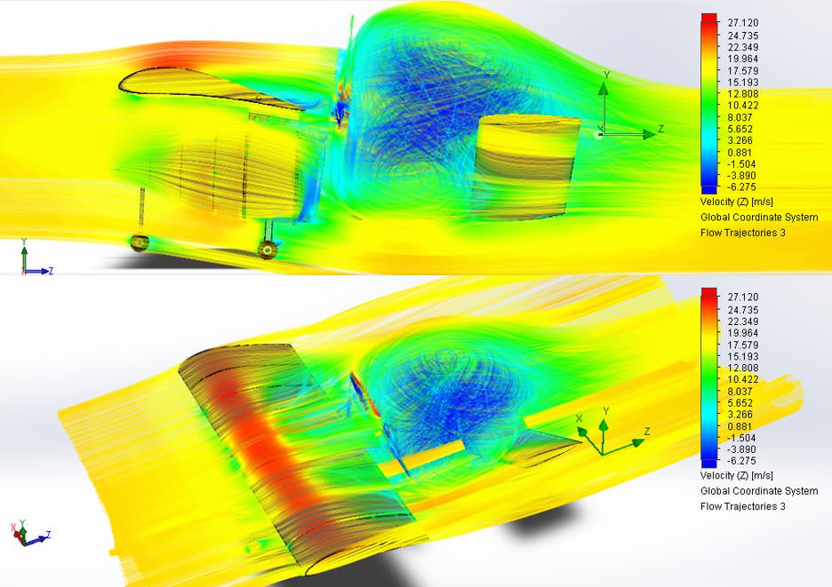 Airflow analysis of UAV aircraft with v tail configuration and pusher type motor
